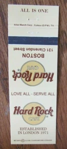 HARD ROCK CAFE MATCHBOOK COVER: BOSTON MASSACHUSETTS EMPTY MATCHCOVER -E18 - Picture 1 of 1