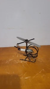 Zündkerze Hubschrauber Handarbeit Recycling Metall Kunst Skulptur Figur - Bild 1 von 12