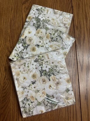 De Colección Sello “Cintas de Novia” Servilletas Florales Lote De 3 Paquetes Ducha Fiesta NUEVO Foto 1 de 4