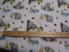 2 Yards White With Bears and Honey Trees Flannel Fabric