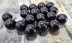 Natural Black Onyx, Half Drilled, 10mm,  10Pce, Free Post OZ - Picture 1 of 3