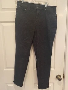 H by HALSTON Regular Premier Denim Crocodile Print Ankle Jeans GREY sz 12 - Picture 1 of 3