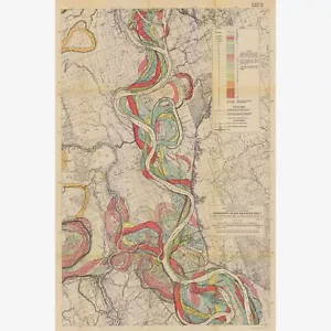 Mississippi Flussmäandergürtel, geologische Karte von Harold Fisk, 1944- 13 von 15 - Bild 1 von 11