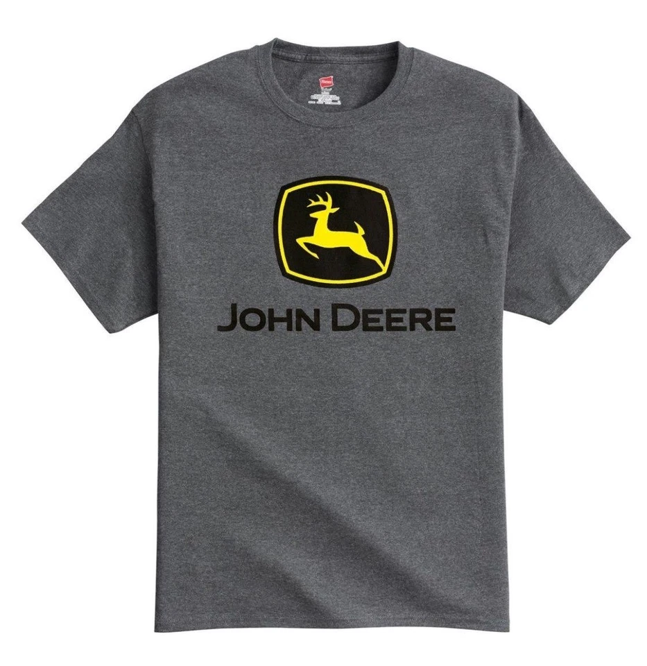 NEW John Deere Charcoal Gray T-Shirt Construction Logo Sizes S M L XL 2X 3X 4X - Image 1 of 1