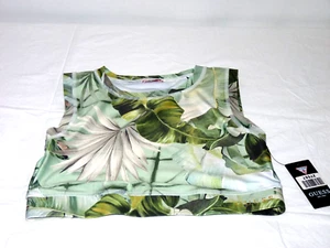 GUESS GIRLS SIZE 14 Stretch Microfiber Active Bra Top JUNGLE GREEN PRINT - Picture 1 of 1