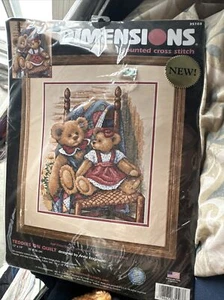 Abmessungen 35103 Teddies auf Quilt Anna Krajewski Kreuzstich Kit hergestellt in den USA Bär - Bild 1 von 6
