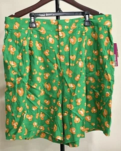 TABITHA BROWN Women's Shorts Size Large Green & Orange Pockets Pleated Linen NWT - Picture 1 of 8