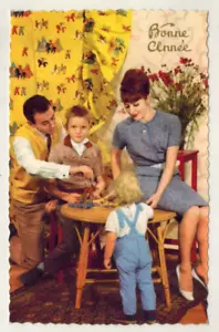 Carte Postale glacée-Bonne année-Nöel en famille-Ed.Photochrom-A.64 - Foto 1 di 2