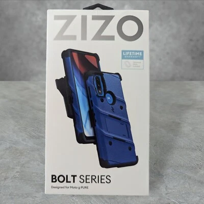 A8 ZIZO Bolt Holster With Tempered Glass Case For Motorola Moto G Pure Blue - Image 1 of 3
