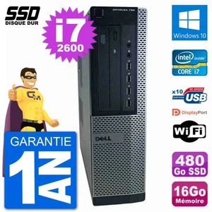 PC Dell Optiplex 790 DT Intel i7-2600 RAM 16Go SSD 480Go Windows 10 Wifi - Picture 1 of 3