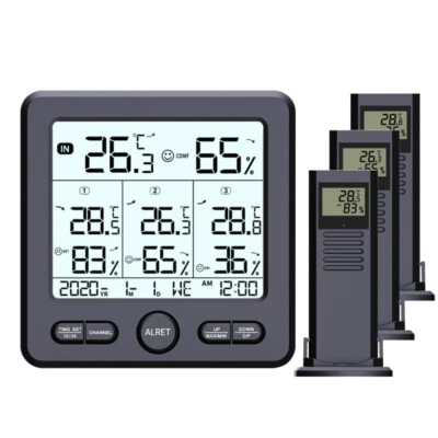 Digital & Wetterstation Thermometer Hygrometer mit 3 Innen Außen Sensor de - Bild 1 von 4