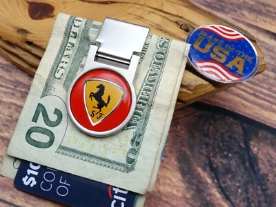 VINTAGE RED FERRARI ADJUSTABLE LOCKING MONEY CLIP WALLET Automotive CAR TRUCK - Image 1 of 4