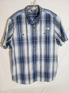 The North Face Button Up Shirt Mens 2XL Blue Plaid Short Sleeve Cotton XXL - Picture 1 of 7