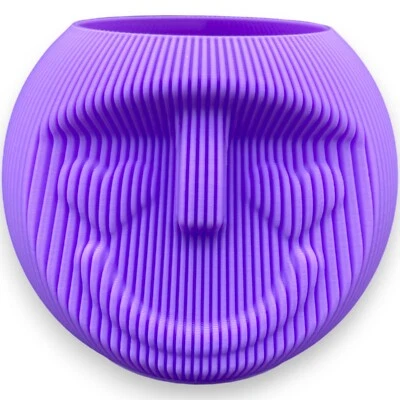 Vase Lovely Face - Lila, lustige Vase mit Gesicht, rund, Blumentopf, Übertopf - Bild 1 von 4