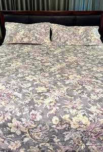 Vtg Rose Tree King Reversible Duvet Cover & 2 King sz Shams Cottage Core Floral - Picture 1 of 15