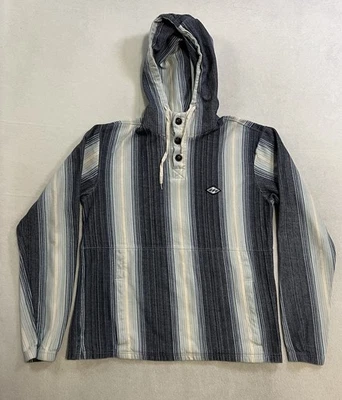 Sudadera con Capucha Billabong Rancho Para Hombre M Azul Blanco Rayas Pullover Surf Patinador Hippie Foto 1 de 4
