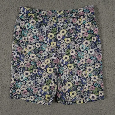 Pantalones Cortos Talbots Perfect Mujer 10 Azul Rosa Amarillo Floral Algodón Elástico Bermudas Foto 1 de 4