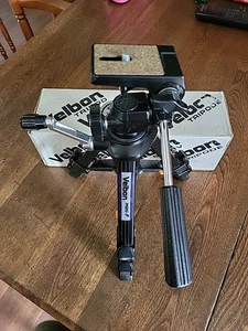 Velbon Mini-F Aluminum 3-Section Macro Tripod 8-22 Inches New Old Stock - Picture 1 of 19