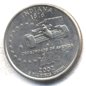 2002 P INDIANA STATE QUARTER  CIRCULATED 25 CENT AMERICAN COIN #632 - Picture 1 of 2