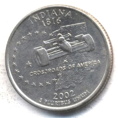 2002 P INDIANA STATE QUARTER  CIRCULATED 25 CENT AMERICAN COIN #632 - Image 1 of 2