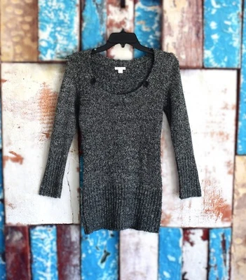 Suéter feminino Xhilaration manga longa gola U pequeno cinza escuro - Imagem 1 de 4