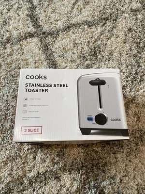 Sistema de tostadora de acero inoxidable Cooks 750 vatios, tostadora de 2 rebanadas Foto 1 de 3