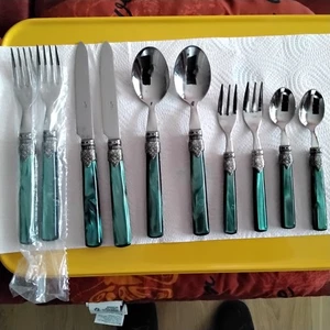 Besteck Grün, Perlmutt-Effekt 10Teile Edelstahl 18/10 - Bild 1 von 5