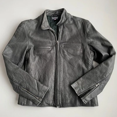 Chaqueta de cuero para mujer Ralph Lauren Polo Jeans Co (L) Café Racer motocicleta  Foto 1 de 4