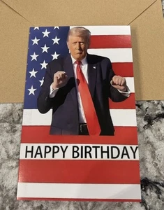 Birthday Funny Trump Dancing 3.8” X 6.25” Blank Inside Small Greeting Card - Picture 1 of 7