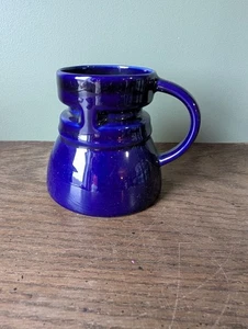 Keramik runder Becher ohne Verschütten breiter Boden Kobaltblau - Bild 1 von 9