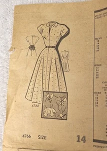 Anne Adams Schnittmuster #4766 Kleid - Größe 14 ca. 30er-40er Jahre - Bild 1 von 12