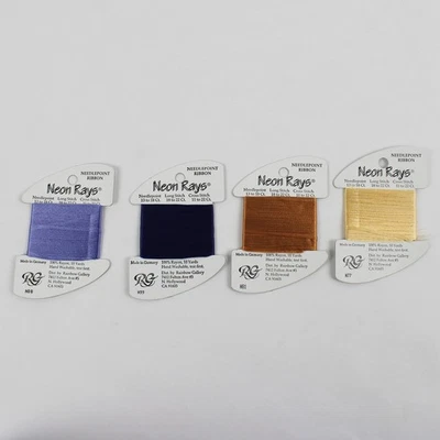 Lot of 4 Needlepoint Rayon Ribbon packs, 10 yds each, Assorted Colors  - Image 1 of 4