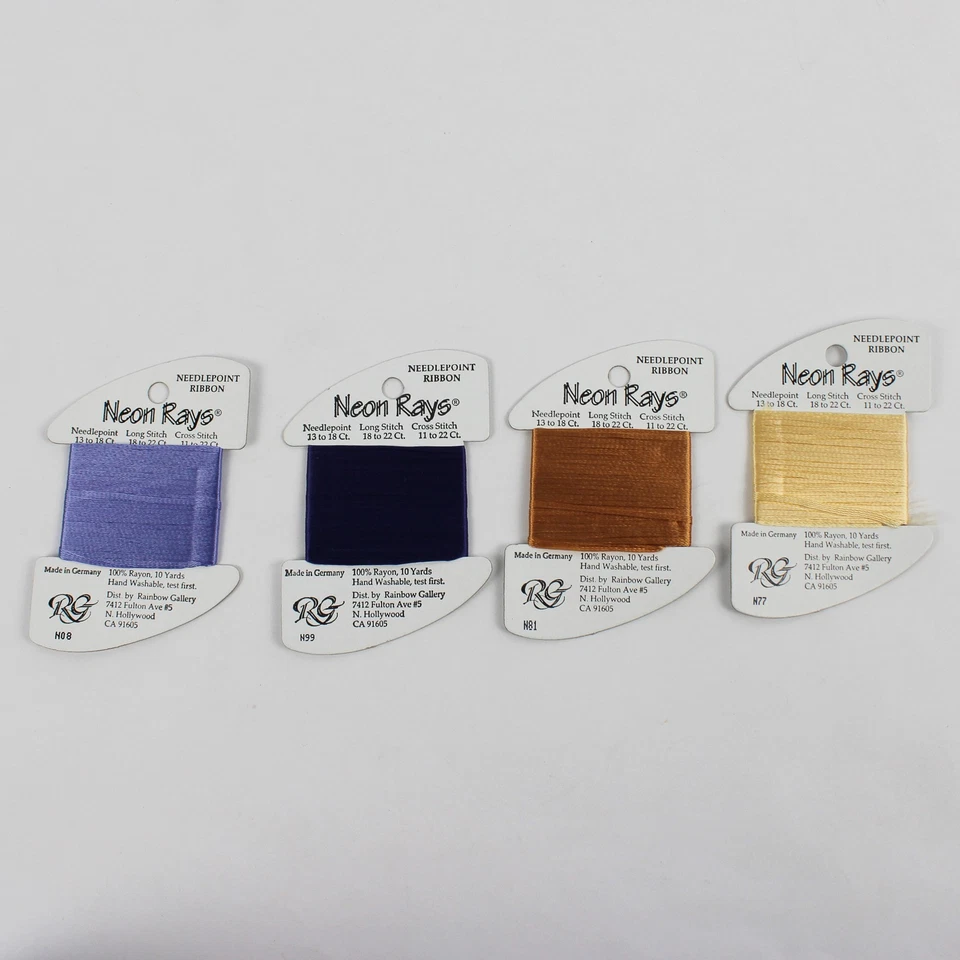 Lot of 4 Needlepoint Rayon Ribbon packs, 10 yds each, Assorted Colors  - Image 1 of 4