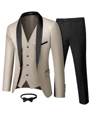 YND Men's 3 Piece Tuxedo Set with Bow Tie, Slim Fit , for Wedding Prom Dinners - Image 1 of 4