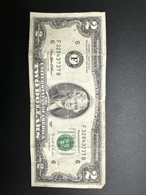 1995 Series Two Dollar Bill With 1 triple Digits - Image 1 of 3