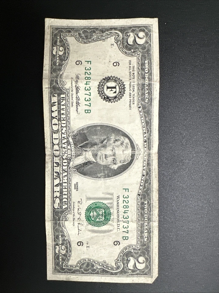 1995 Series Two Dollar Bill With 1 triple Digits - Image 1 of 3