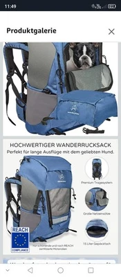 Hunderucksack Wanderpfote Tracking M Blau mit Zubehör Neu - Bild 1 von 4