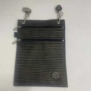 HIP KLIP Clip On Waist Bag Black Silver Stripes - Picture 1 of 7
