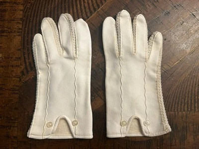 Guantes de cuero vintage para niños hasta la muñeca con botones y costuras Foto 1 de 4