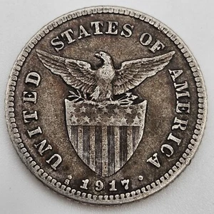 1917-S 20 Centavos VF Philippines US San Francisco Mint Silver Coin Twenty USA - Picture 1 of 2