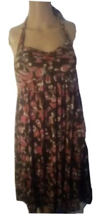 70er Jahre BONBONS DAMEN Gr. M BLUMEN braun rosa Neckholder Sommerkleid Kleidung - Bild 1 von 4
