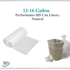 12-16 Gallon Trash Bag Can Liners, Hi Density, Clear, Coreless Roll Home/Office - Picture 1 of 2
