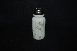 BEAUTIFUL VICTORIAN MT WASHINGTON DECORATED OPAQUE RIB PILLAR SALT SHAKER 1880'S - Picture 1 of 5