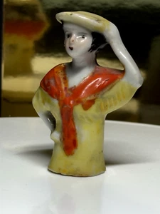 Antique Pin Cushion Half Doll German Art Deco Porcelain Flapper Girl 1920' - Picture 1 of 8