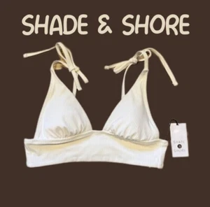 NWT Shade & Shore Shoulder Tie Triangle Bikini Top Cream Color Women’s Size XL - Picture 1 of 8