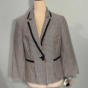 Blazer Kasper nuovo con etichetta quadrato testurizzato con chiusura a bottone taglia 6 - Foto 1 di 9