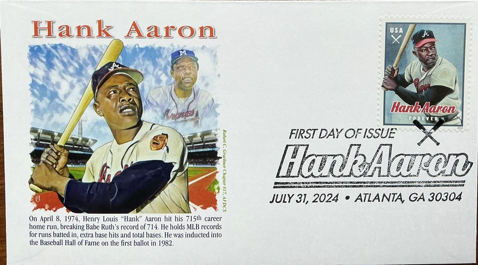 Graebner Chapter AFDCS 5908 Henry Hank Aaron Baseball Slogan Cancel  - Image 1 of 1