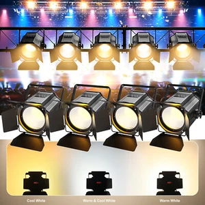 Par Light Dual Color COB 200W Spotlights Disco Stage Lighting DMX with Barn Door - Picture 1 of 15