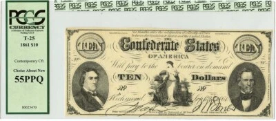 1861 CT-25 Contemporary Counterfeit CSA PCGS Currency AU55 PPQ - Image 1 of 2