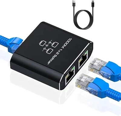 Sdoppiatore Ethernet,Splitter Rete RJ45 Ethernet 1000Mbps 2 conn. contemporanee - Immagine 1 di 4